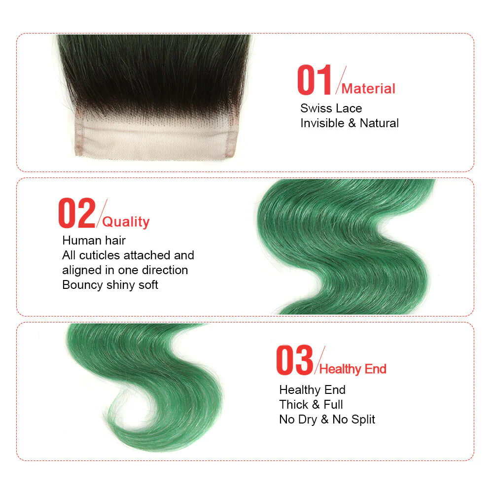 QVR Virgin Human Hair Body Wave 3 Bundles With 4*4 Lace Closure TT1B/TUQIV - Image 7