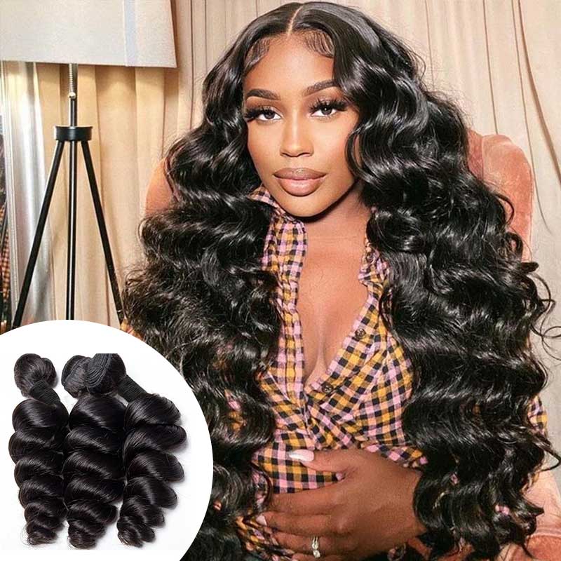 QVR Brazilian Hair Bundles Virgin Human Hair Loose Wave 3 Bundles Natural Color
