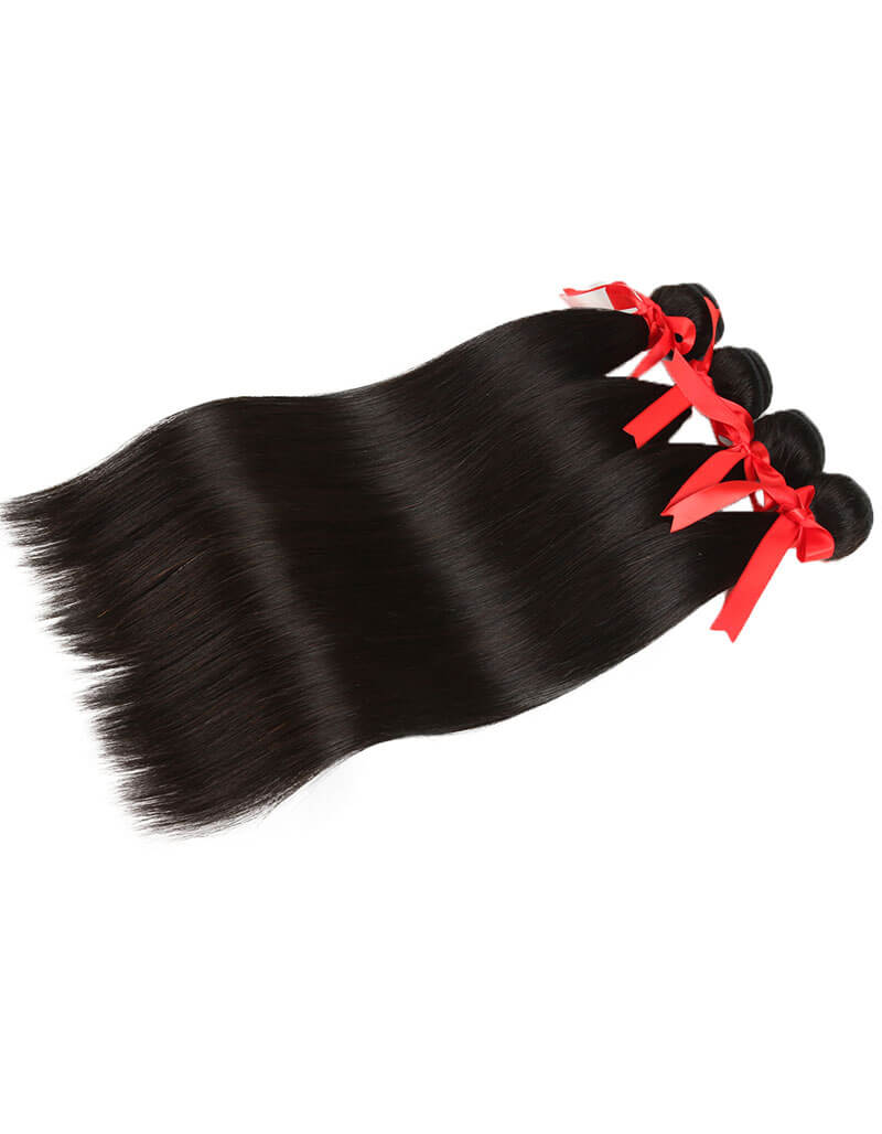 QVR Brazilian Hair Bundles Virgin Human Hair Straight Hair 4 Bundles Natural Color - Image 3