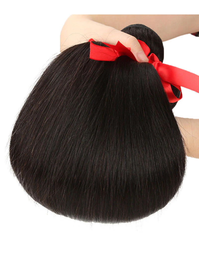 QVR Brazilian Hair Bundles Virgin Human Hair Straight Hair 4 Bundles Natural Color - Image 4