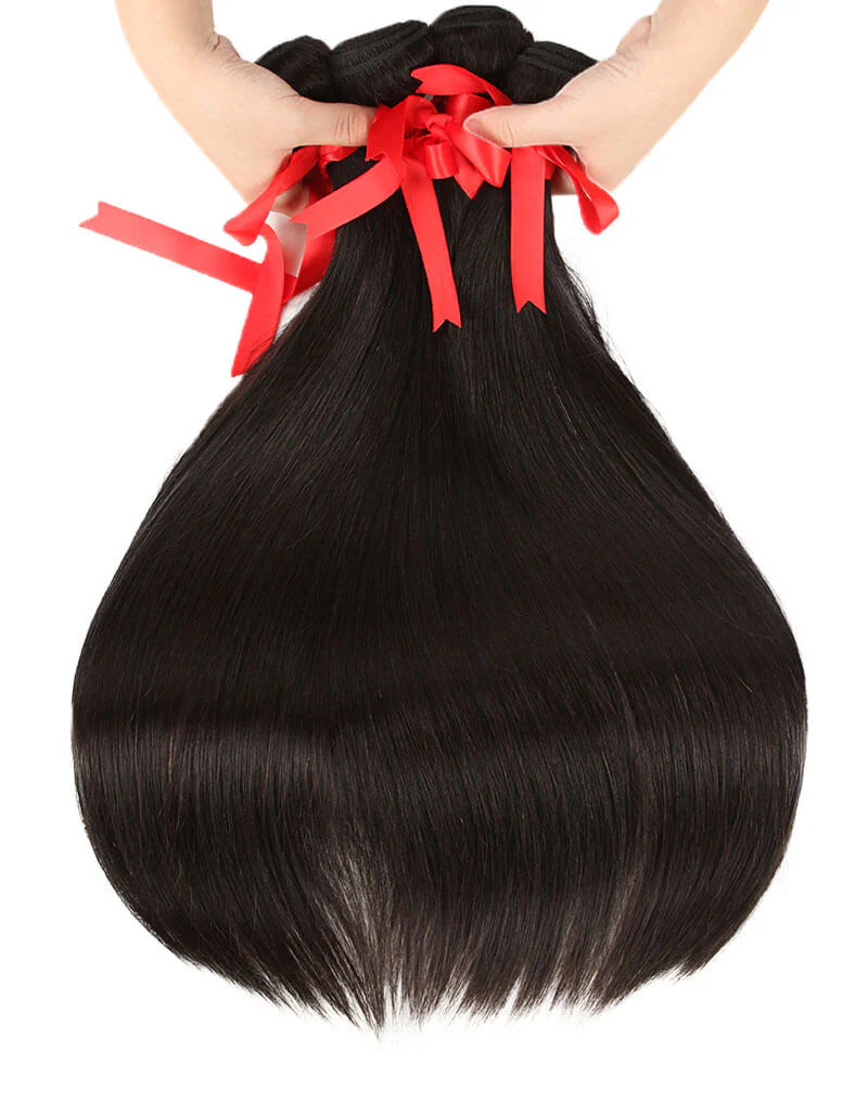 QVR Brazilian Hair Bundles Virgin Human Hair Straight Hair 4 Bundles Natural Color - Image 5
