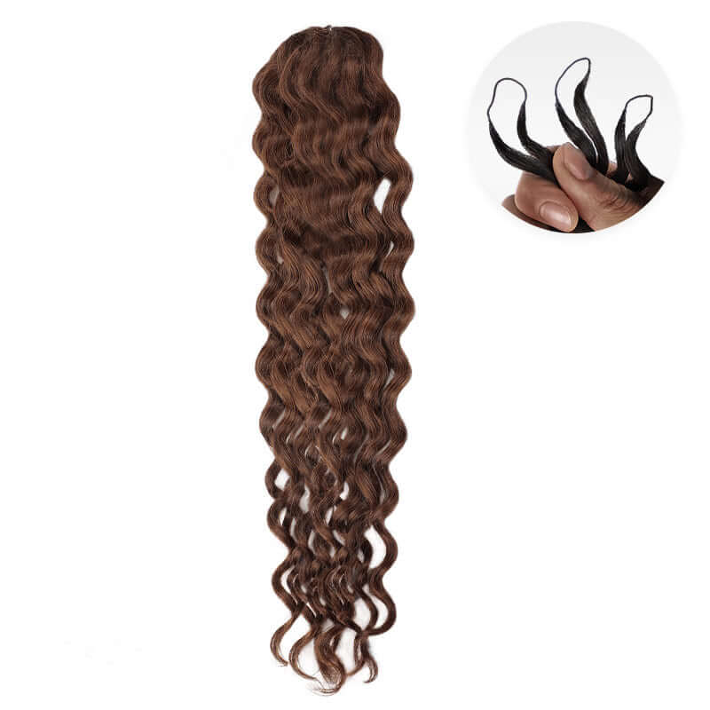 CLEARANCE SALE| #4 Color Brown Water Wave Crochet Braid Human Hair Extensions - Image 3