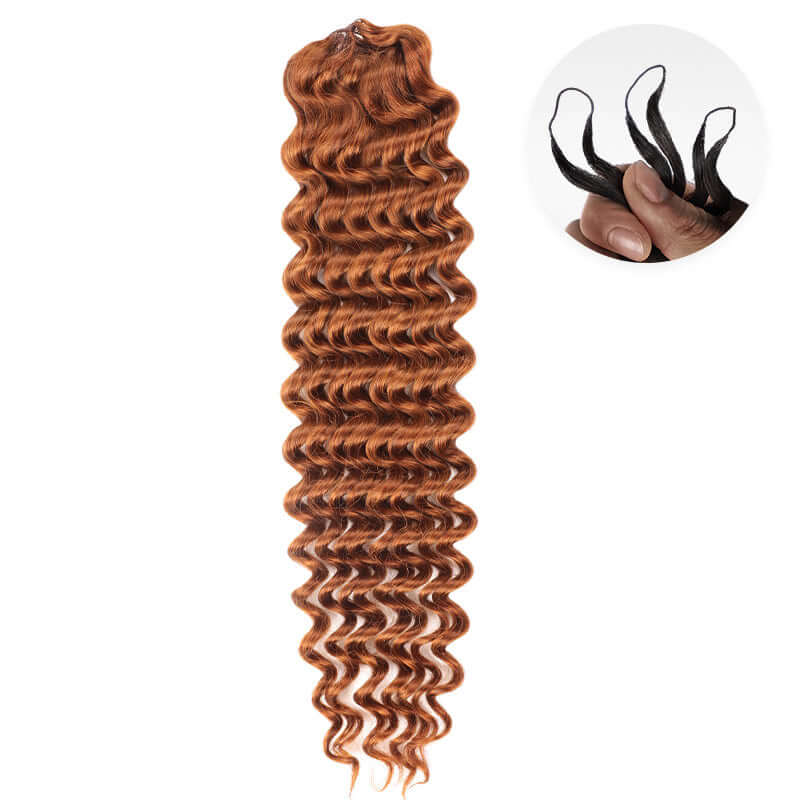 CLEARANCE SALE| #Auburn Brown 30 Kinky Curly Crochet Braid Human Hair Extensions - Image 2