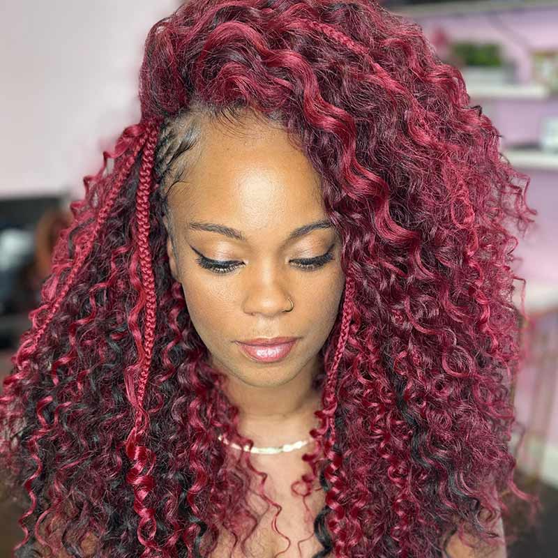 CLEARANCE SALE| #Bright Burgundy 530 Color Water Wave Crochet Braid Hair Extensions