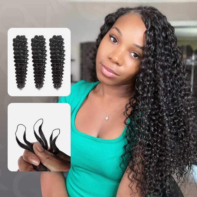 CLEARANCE SALE| Deep Curly Handmade Feather Crochet Braid Human Hair Extensions