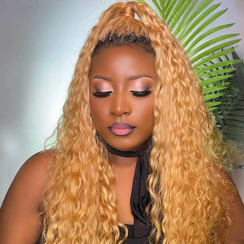 QVR Invisible Water Wave Brown Highlight Feather Crochet Human Hair Extensions - Image 7