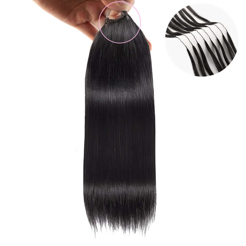 QVR Soft Natural Black Straight Feather Crochet Braid Human Hair Extensions - Image 3