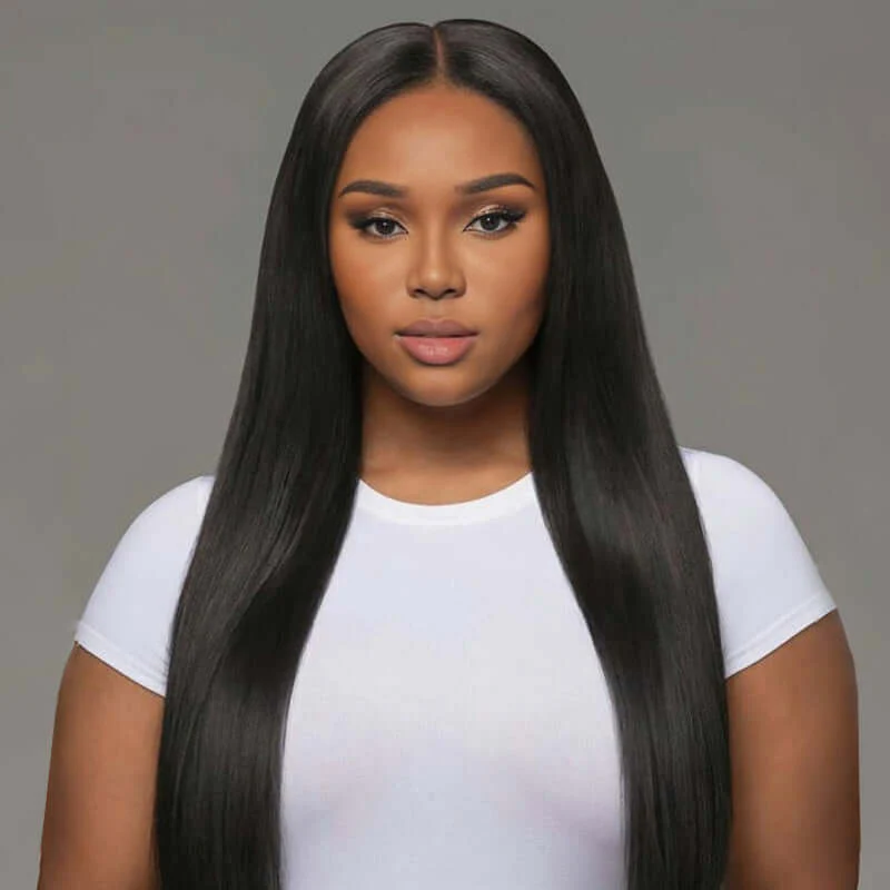QVR Soft Natural Black Straight Feather Crochet Braid Human Hair Extensions - Image 4