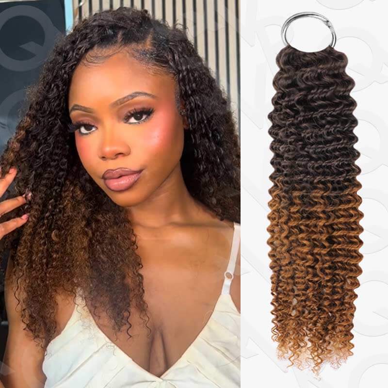 QVR #T2/30 Crochet Hair Deep Wave Machine Made Feather Human Hair Extension - Image 10
