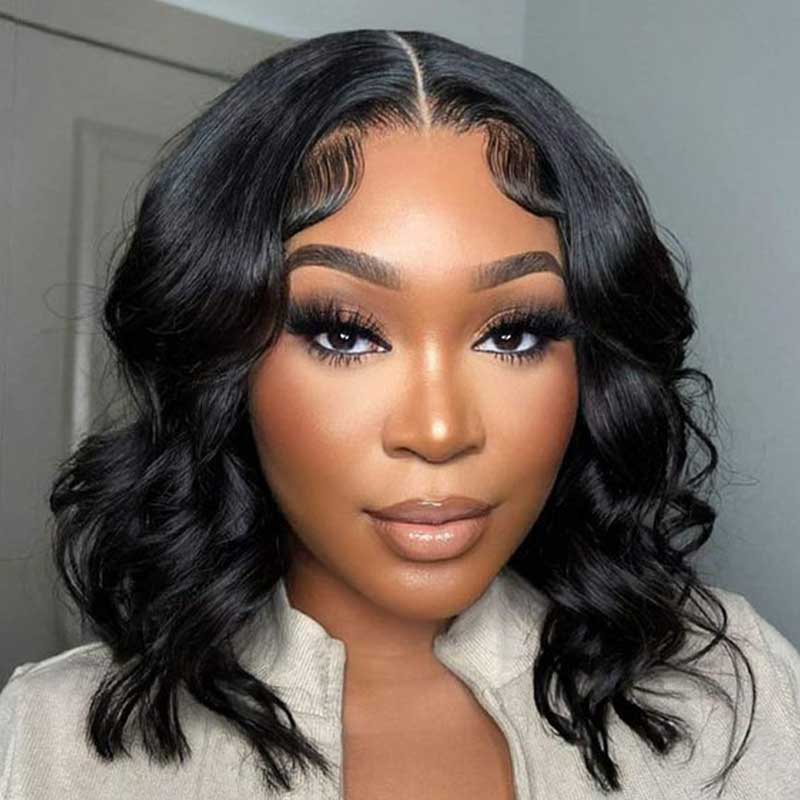 QVR Glueless Pre-cut 4x6 HD Lace Closure Human Hair Short Bob Wigs Body Wave Wear and Go Wigs - Image 5