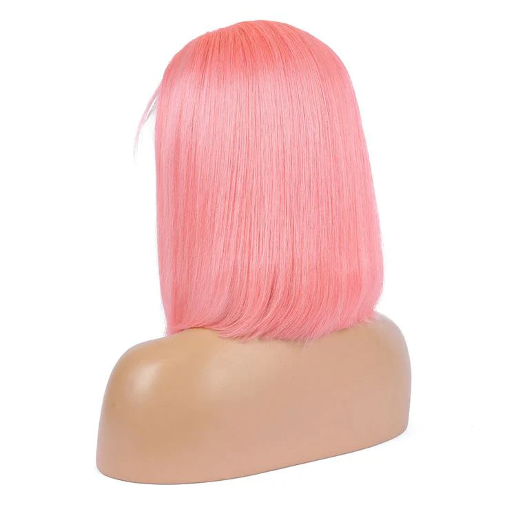 QVR Colored Short T Lace Bob Wigs Straight Human Hair Wig 180% Lace Front Burgundy Red Wigs Pink Blonde Wig - Image 3