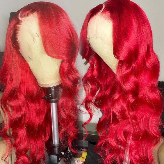 Red Color 13x6 Body Wave Hair Wig HD Lace Front Wigs Human Hair Pre Plucked With Baby Hair Glueless Wigs - Image 2