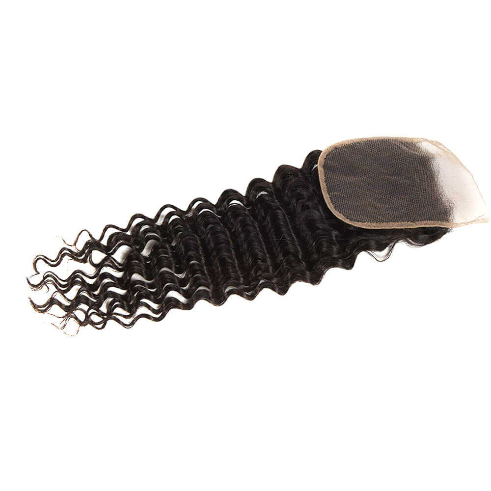 QVR Virgin Human Hair Curly 3 Bundles With 4*4 Lace Closure - Image 6