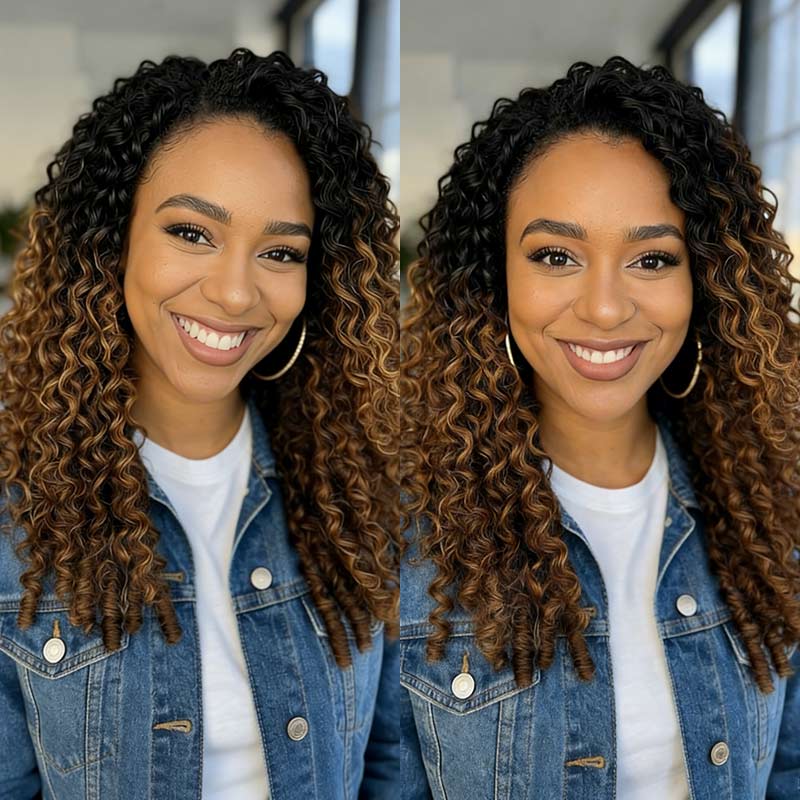 FLASH SALE|Ombre Brown #T1B/30 Feather Crochet Human Hair - Image 7