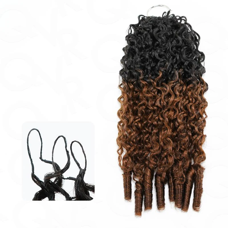 QVR #T1B/30 Feather Crochet Human Hair Burmese Kinky Curly Machine Made Crochet Weave Hair Extensions - Image 11