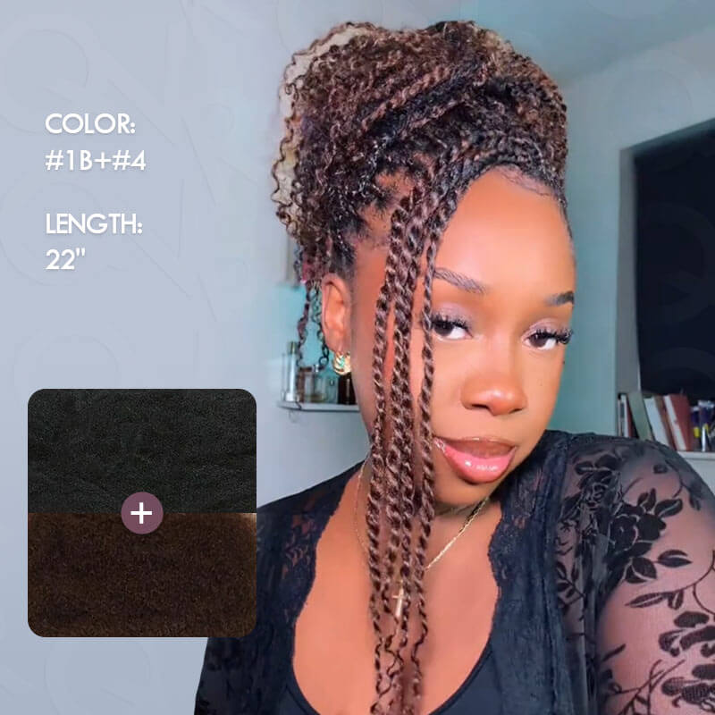 QVR #1B+#4 Two Colors Afro Kinky Bulk Human Hair For Braiding DreadLock - Image 2