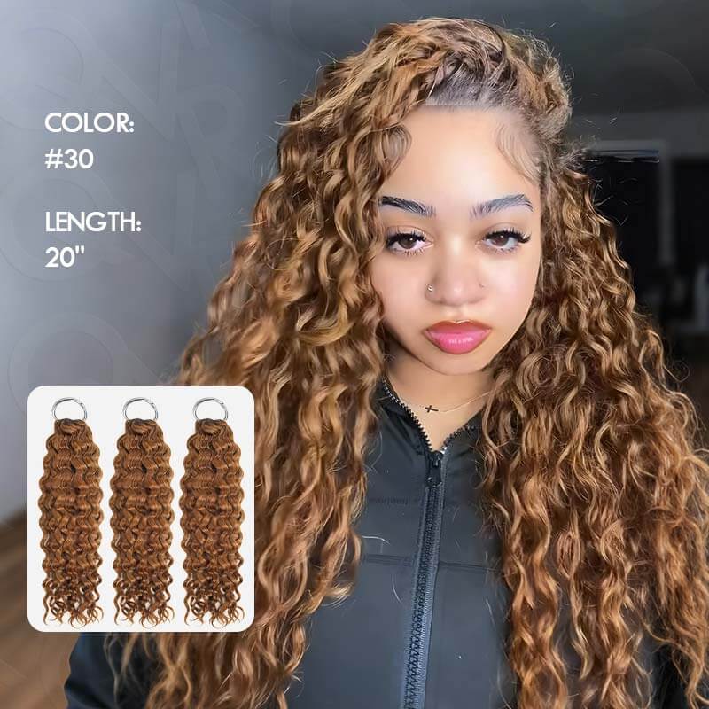Flash Sale|QVR Auburn Brown #30 Water Wave Feather Crochet Human Hair - Image 5