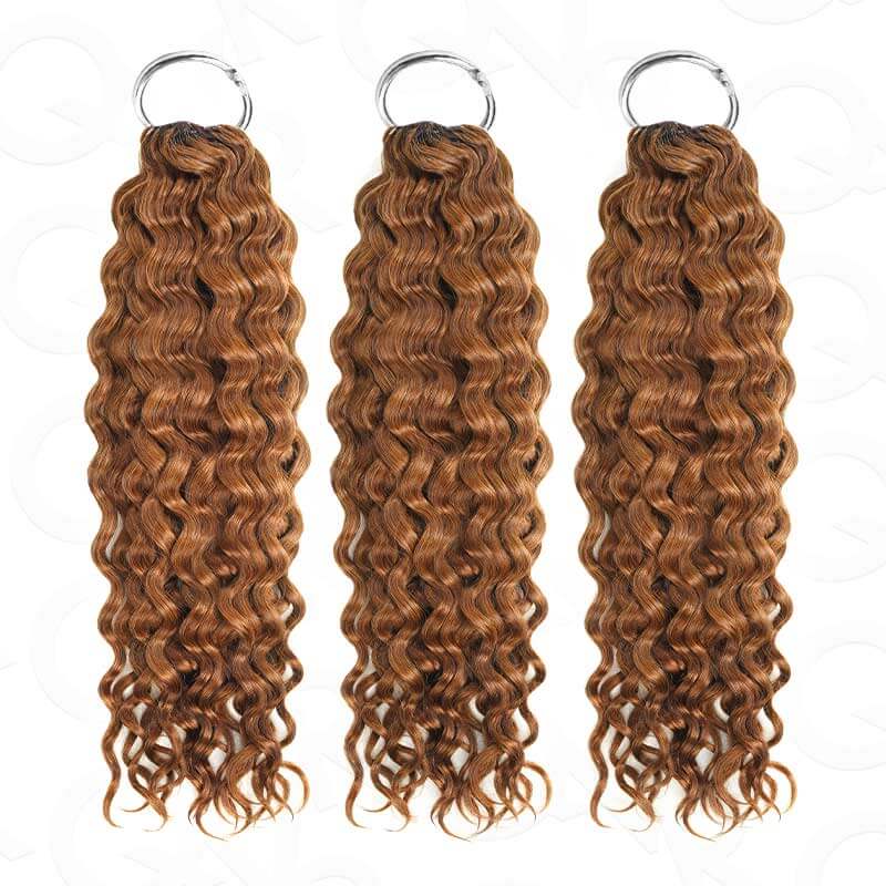 Flash Sale|QVR Auburn Brown #30 Water Wave Feather Crochet Human Hair - Image 6