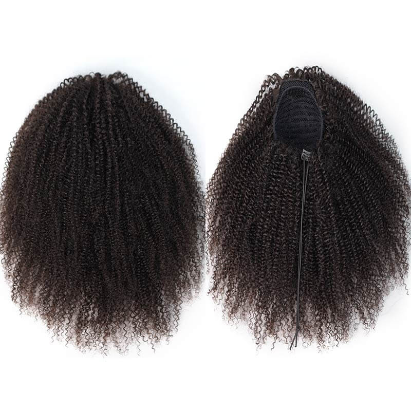 QVR Drawstring Ponytail Extension Afro Kinky Curly Human Hair Ponytail Hairstyle - Image 3