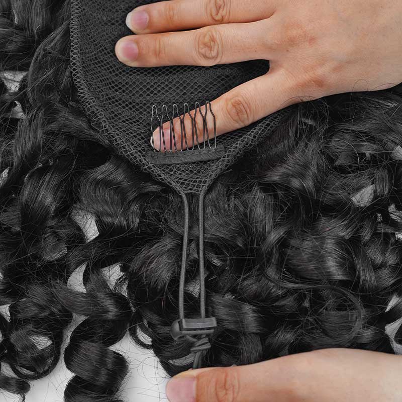 Flash Sale|QVR Drawstring Ponytail Extension Bouncy Curl Human Hair - Image 7