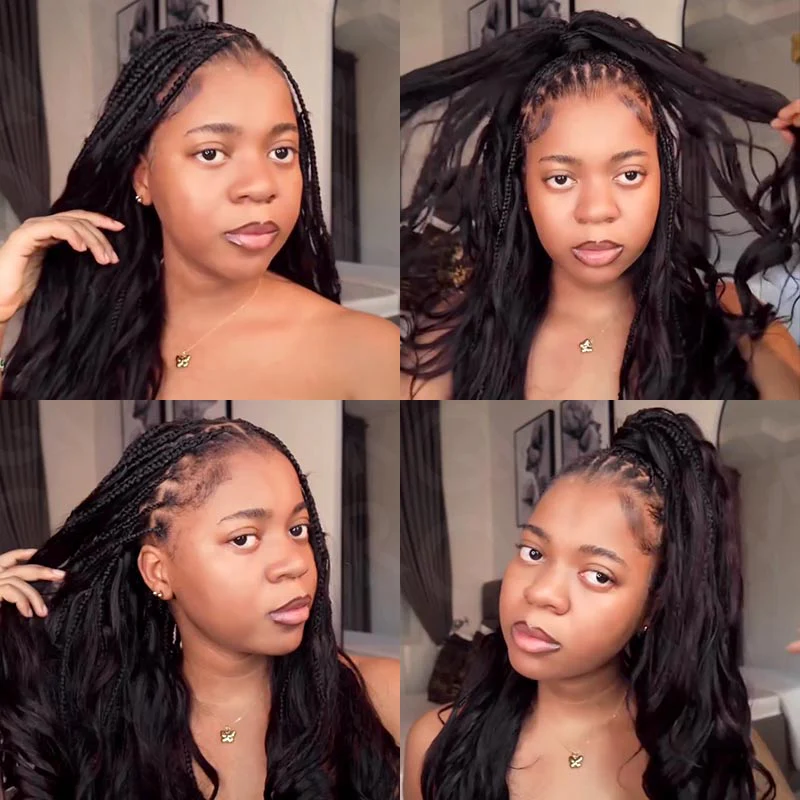 B3G1|QVR Natural Black Bulk Human HairExtensions for Boho Knotless Braiding - Image 9