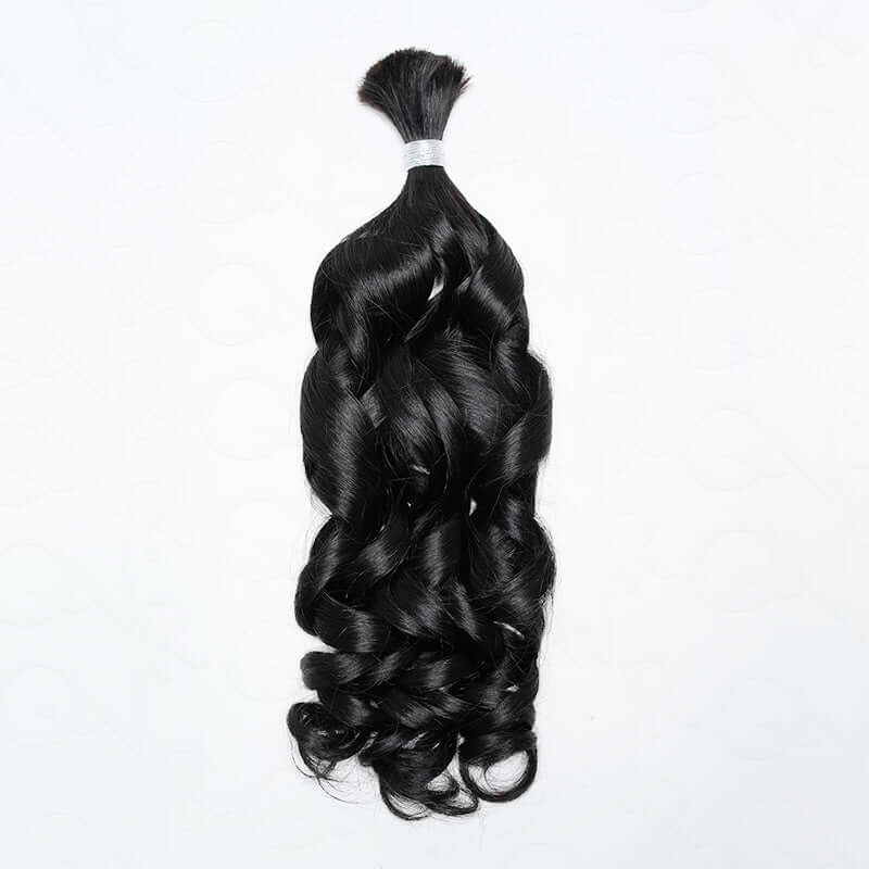 B3G1|QVR French Curl Human Bulk Hair Extensions for Boho Knotless Braiding - Image 4