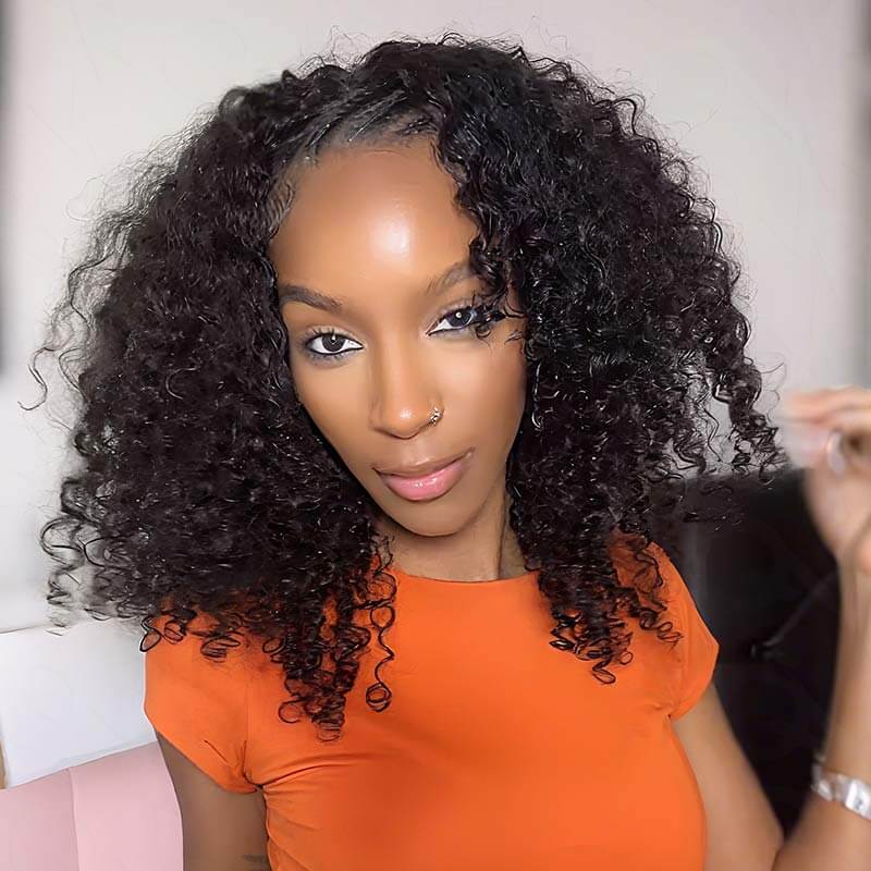 New User Only|QVR Hot Picks Twist Curly Drawstring Half Wig Human Hair Wigs - Image 4