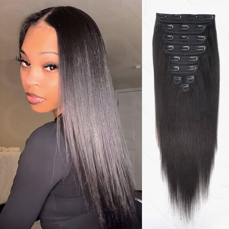 Flash Sale|QVR Invisible 9PCS 5PCS Volumizer Natural Straight Clip In Human Hair Extensions - Image 3