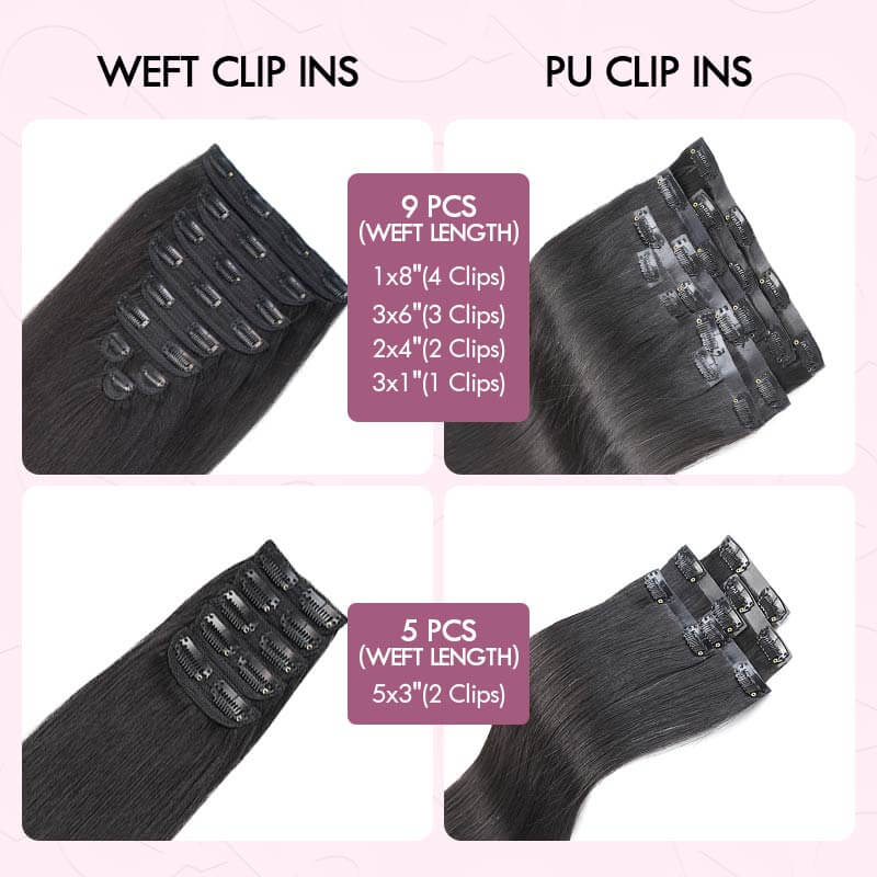 Flash Sale|QVR Invisible 9PCS 5PCS Volumizer Natural Straight Clip In Human Hair Extensions - Image 6