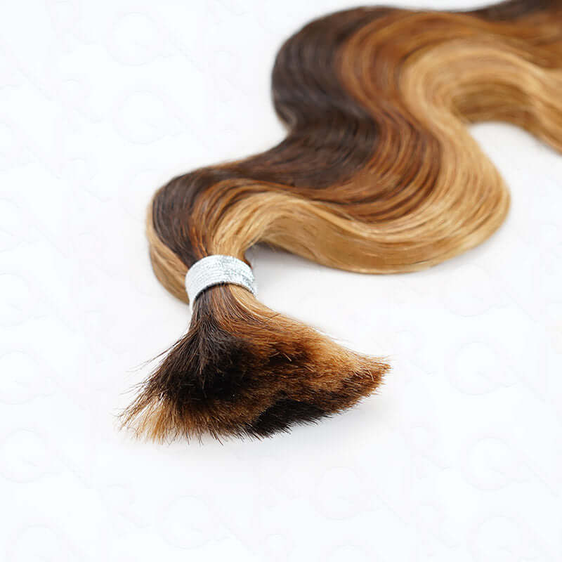 B3G1|QVR Brown Highlight Body Wave #P4/30/27 Human Bulk Hair for Braiding - Image 3