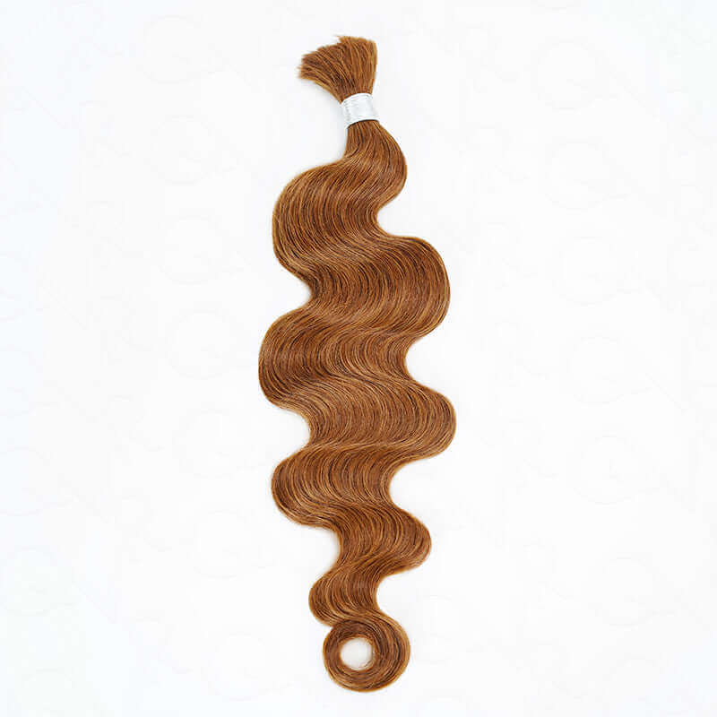 B3G1|QVR Auburn Brown Body Wave Bulk Human Hair Extensions for Boho Knotless Braiding - Image 9