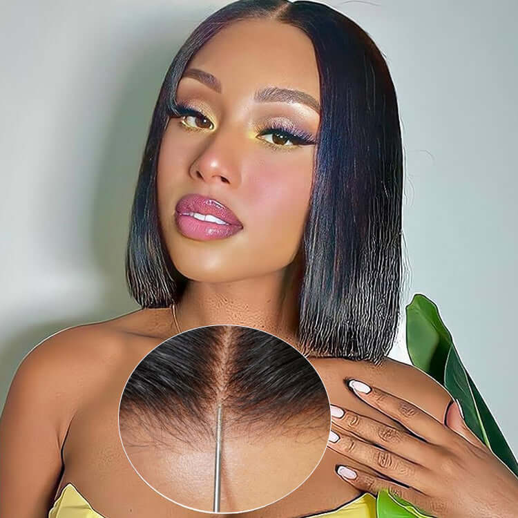 Flash Sale|QVR Straight 4x6 Pre-cut Lace Closure Human Hair Short Bob Wigs - Image 5