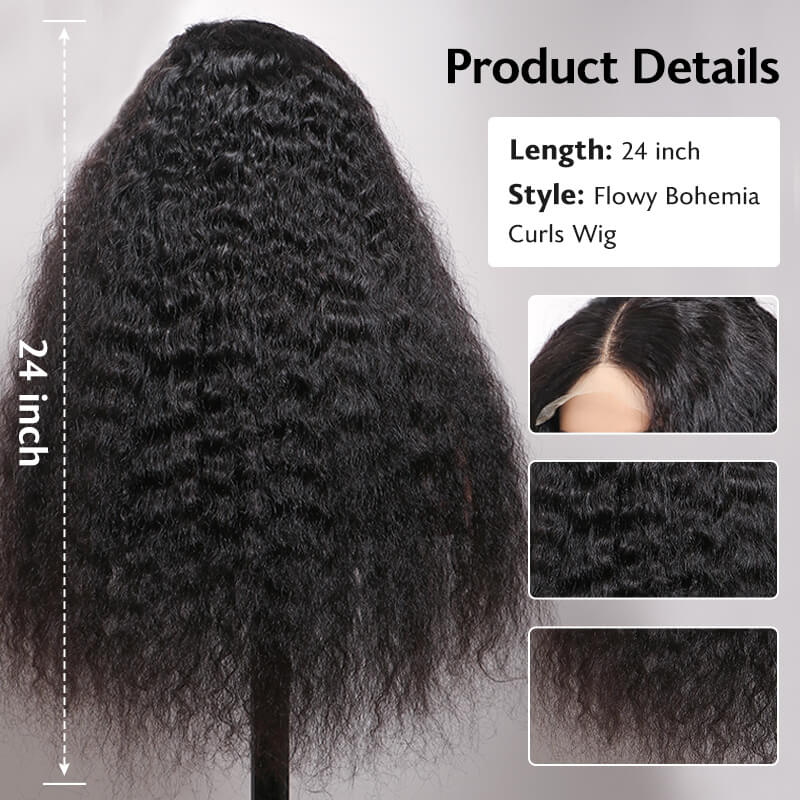 Flowy Bohemian Curls Wig Curly Glueless 5x5 Closure Lace Wig Pre-plucked Human Hair wigs - Image 4