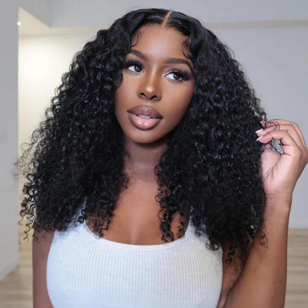 QVR Glueless Pre-cut 13x4 HD Lace Frontal Human Hair Wigs Kinky Curly Wear and Go Wigs - Image 3