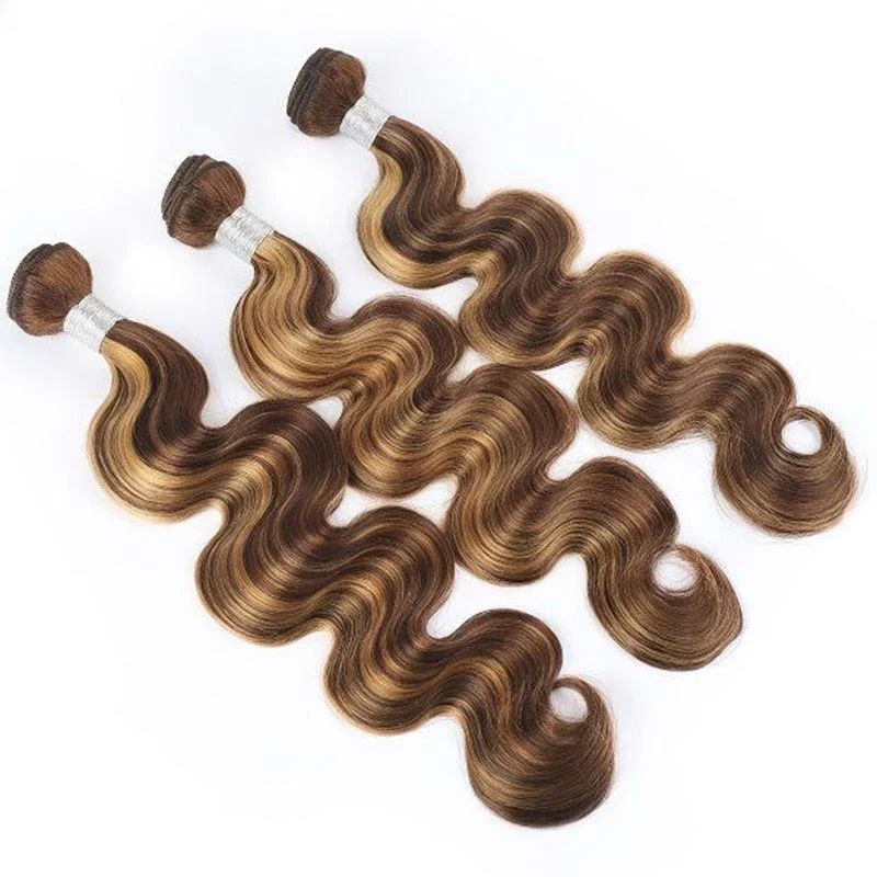 QVR Piano Highlight Body Wave Bundles P4/27 Bundles Ombre Human Hair Bundles - Image 2