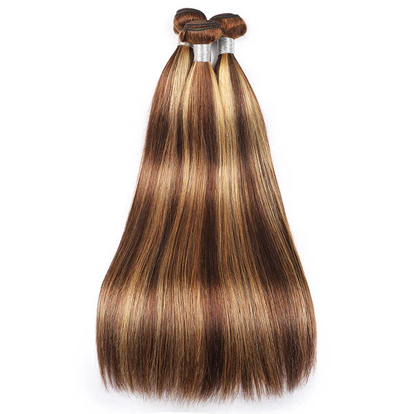 Honey Blonde Highlight Bundles Brazilian Straight Human Hair Weave Piano Hair 3 Bundles - Image 4