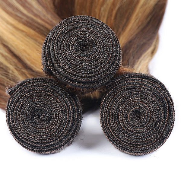 Honey Blonde Highlight Bundles Brazilian Straight Human Hair Weave Piano Hair 3 Bundles - Image 5