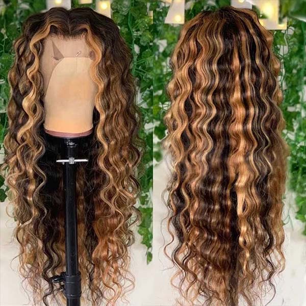 Highlight Wigs Loose Deep 4*4 Lace Closure Wigs Human Hair Wigs with Highlights HD Transparent Lace Wig - Image 3