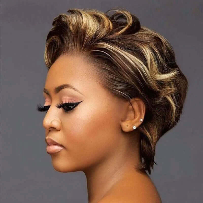 Highlight Piano Side Part Pixie Cut Style Short Wigs - Image 2