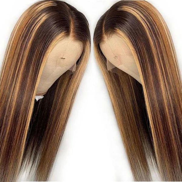 Highlight 4x4 HD Lace Wigs Straight Human Hair Balayage Wigs 5x5 Transparent Lace Closure Wigs 180% Density - Image 5
