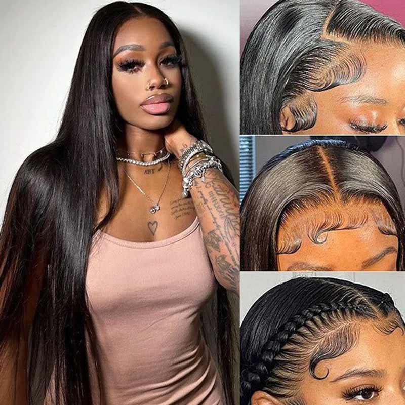 QVR Pre-cut 13x4 HD Lace Frontal Human Hair Wigs Straight Wear and Go Wig For Beginners - Image 3