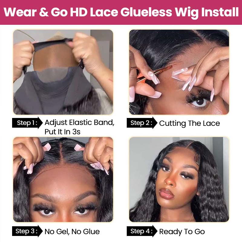 QVR Glueless Pre Cut Lace 13x4 HD Lace Closure Wig Water Wave Wig Wear and Go Wigs - Image 10