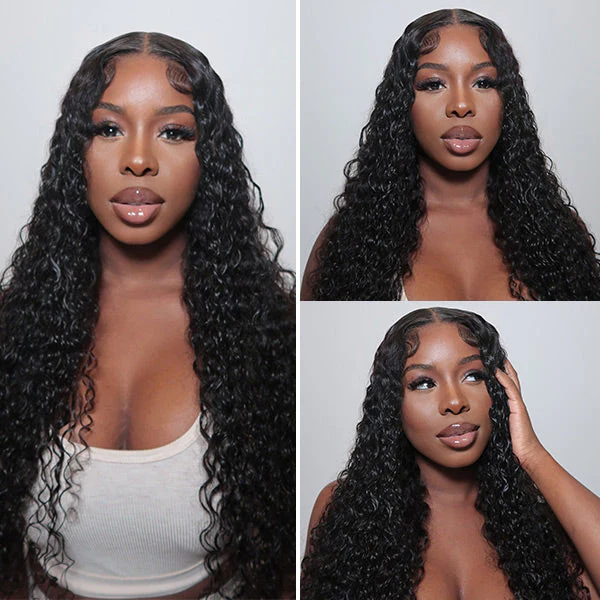 QVR Glueless Pre Cut Lace 13x4 HD Lace Closure Wig Water Wave Wig Wear and Go Wigs - Image 3