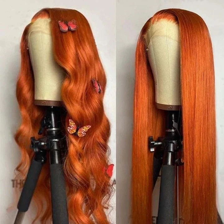 QVR Straight Highlight Wigs Human Hair Orange Color Wigs T Lace Burgundy Wig 180% Density 13x4x1 Lace - Image 10