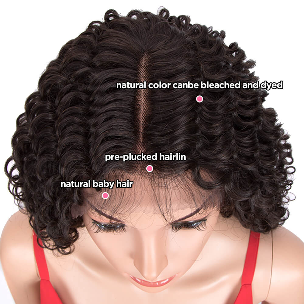 QVR Virgin Human Hair Part Lace Wig Deep Wave Wigs - Image 6