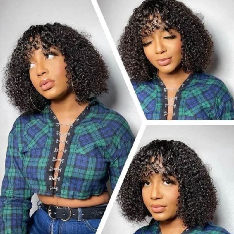 BOGO|Water Wave Short Pixie Bob Cut Wigs With Bangs - Image 7