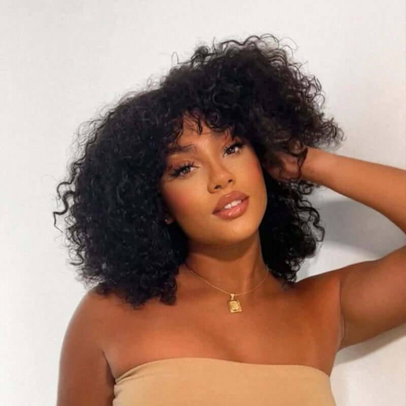 BOGO|Water Wave Short Pixie Bob Cut Wigs With Bangs - Image 8