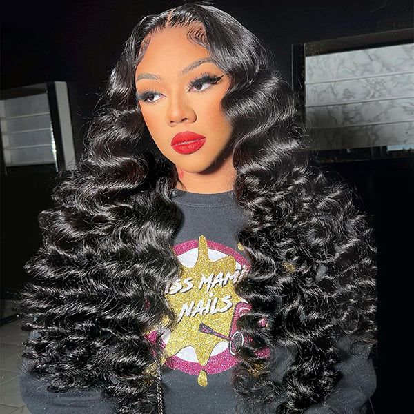 QVR Glueless Loose Deep Wave 13*4 HD Lace Front Wigs Invisible Lace Frontal Wavy Human Hair Wigs For Women - Image 3