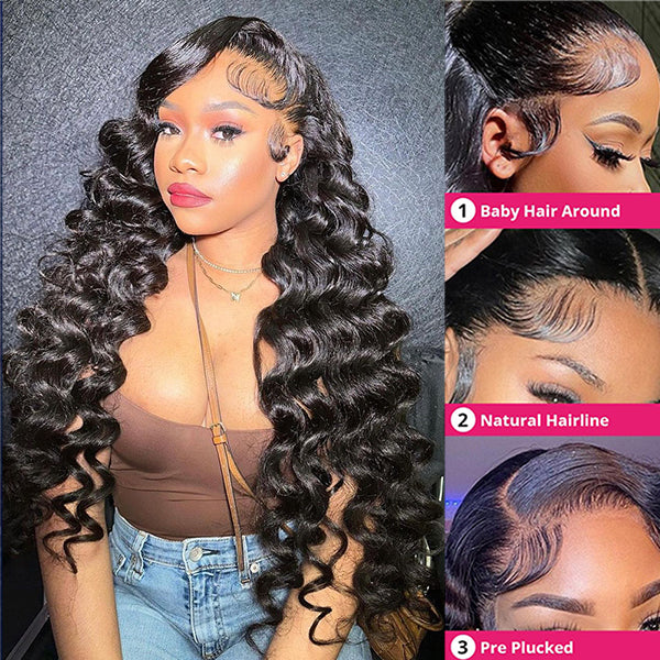 QVR Loose Deep Wave 13x6 HD Lace Front Wig Long Human Hair Wigs For Women - Image 4