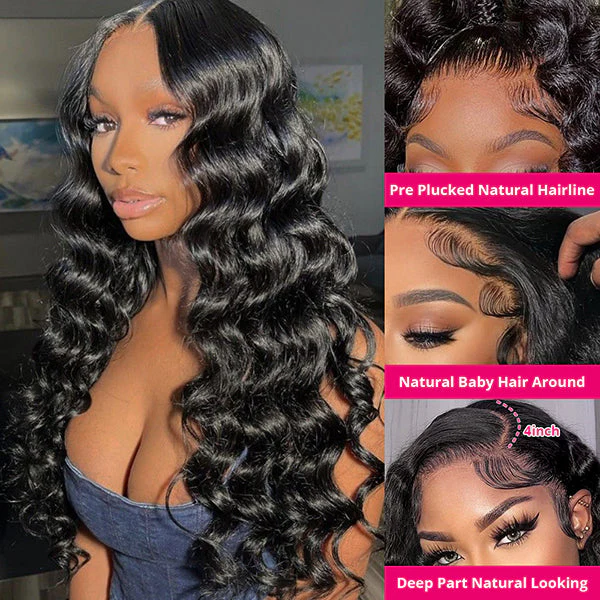 QVR Loose Deep Wave 13x6 HD Lace Front Wig Long Human Hair Wigs For Women - Image 5